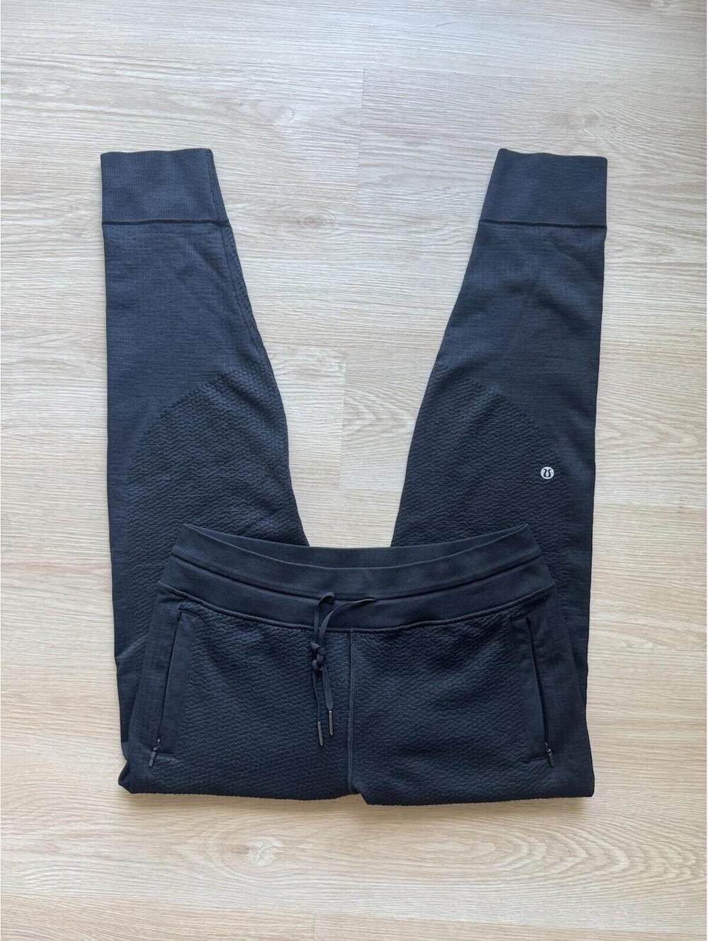Lululemon Engineered Warmth Jogger Pants Sz 6 Black Merino Wool Blend‎ Textured